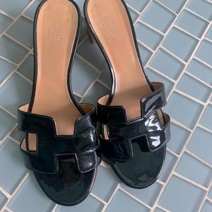 HERMES Oasis Black Patent Leather 38